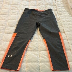 Under Armour Kids Charcoal and Neon Orange Leggings